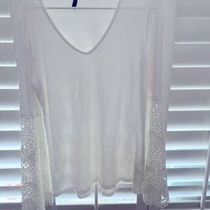 Beautiful White crochet bell sleeve top